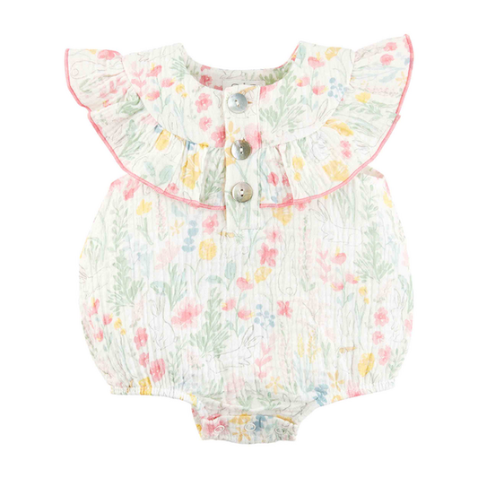 BUNNY FLORAL BABY ROMPER 3-6M