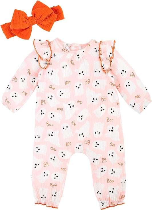 Baby Girls Pink Ghost Bodysuit Set 6-9M